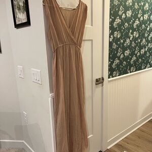 Superfoxx Sleeveless Shear Maxi Dress in Beige